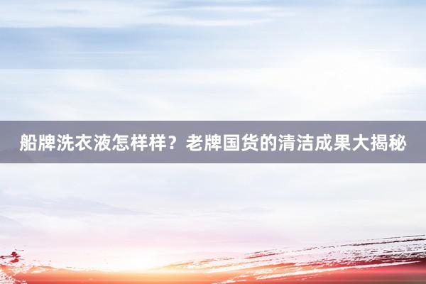船牌洗衣液怎样样？老牌国货的清洁成果大揭秘